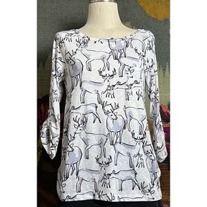 Anthropologie Reindeer T-Shirt Tee L